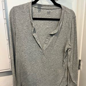 Gap Rib Henley Gray